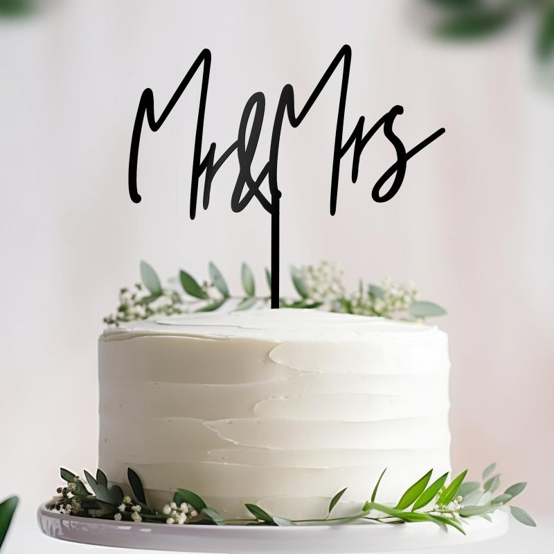 غلاف كعكة الزفاف باللون الأسود من Party to Be Mr & Mrs (تصميم 02) - Image 4